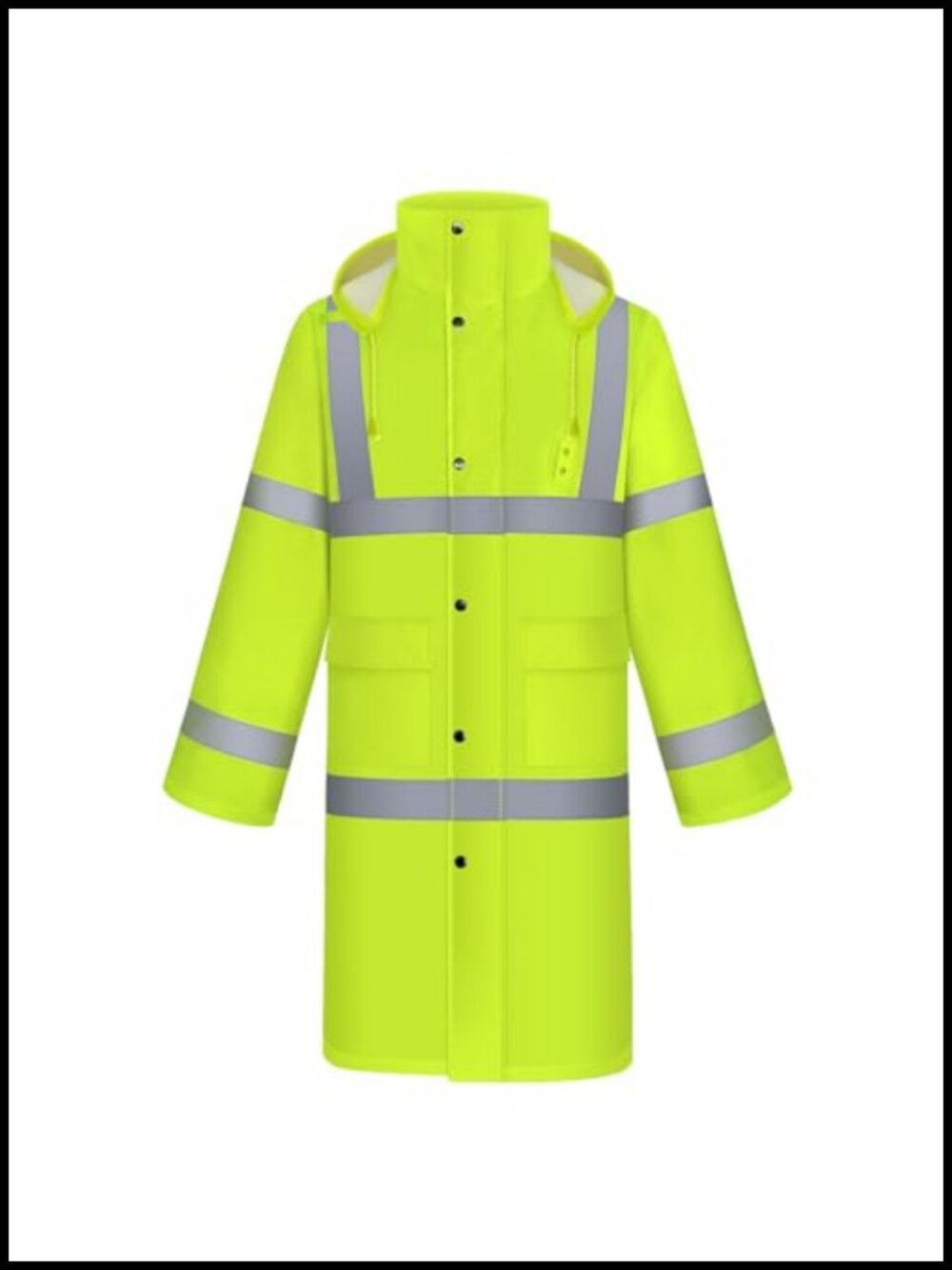 TCCFCCT Waterproof Rain Jacket Reflective Long Hooded Safety Coat